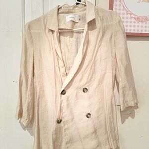 Cream Double-Breasted Blazer